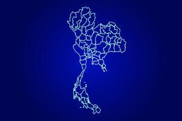 Thailand Map of Abstract High Detailed Glow Blue Map on Dark Background logo illustration	