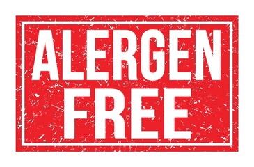 ALERGEN FREE, words on red rectangle stamp sign