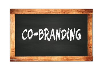 Obraz premium CO-BRANDING text written on wooden frame school blackboard.