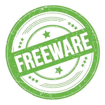 FREEWARE text on green round grungy stamp.