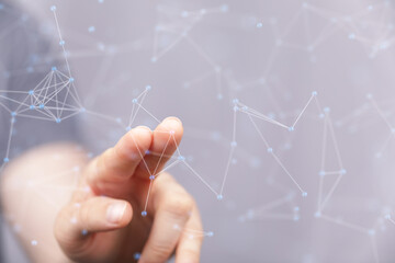 Abstract network of physical devices on the Internet using a network connection with statistics...