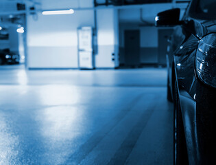 Car in underground parking lot