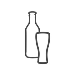 Vector linear icon with glass and beer