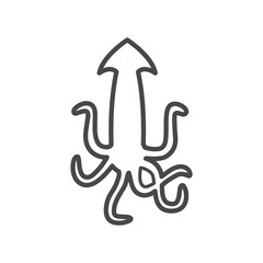 Vector linear icon with squid
