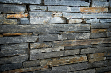 contemporary slate stone wall, close up