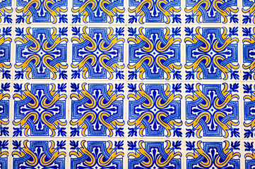 traditional Portuguese Azulejo tiles on the exterior wall of a building