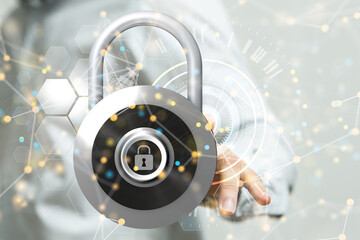 abstract lines with dots over dark background.