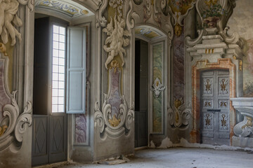 long corridor with arches in an old house in europe