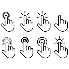 black finger gesture set vector icon human finger tapping icons eps 10