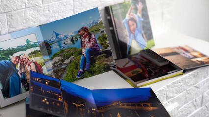 photobook of a little girl. Family, childhood and leisure concept