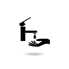 Hand washing icon with shadow
