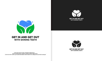 shining teeth bio dental logo illustration