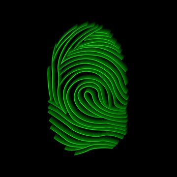 Green Fingerprint In 3D Style