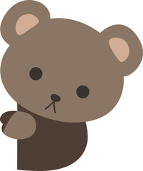 Fototapeta premium Cute Cartoon Bear Hiding Behind The Wall. Playing Hide and Seek. Cartoon Animal. Illustration, vector, EPS10