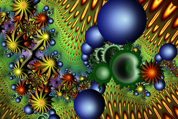 3d fractal illustration. Abstract fractal in bright and colorful color. Abstract forms.