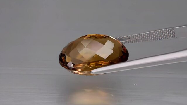 imperial champagne yellow topaz oval cut in the turning tweezers