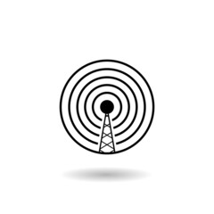 Simple antenna icon with shadow