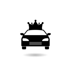 Simple Car crown icon with shadow