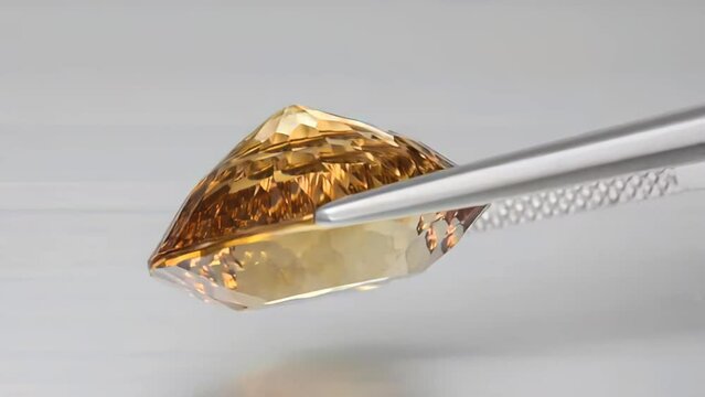 imperial champagne yellow topaz oval cut in the turning tweezers