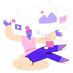 woman in a virtual office works