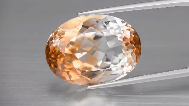 imperial champagne yellow topaz oval cut in the turning tweezers