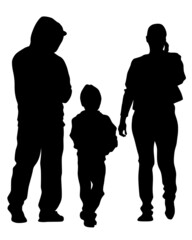 Families with little child on white background