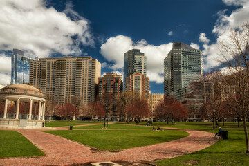 City park on a spring sunny day. Boston. USA.