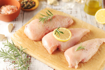 Chicken fillet with pepper and green ready for cooking	