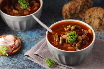 A bowl with traditional British stew	