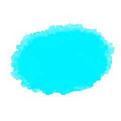 A blue spot, imitation of a transparent watercolor. Oval translucent paint spot