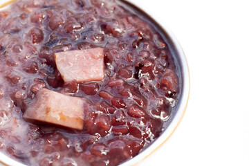 Thai black sticky rice pudding with taro