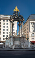 Fototapeta na wymiar Marriage Fountain (Vermahlungsbrunnen) - created in 1732 with statues of Antonio Corradini - Vienna, Austria