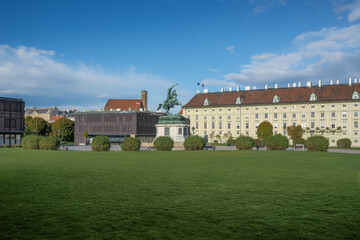 Fototapeta na wymiar Heldenplatz Square with Archduke Charles Statue and Hofburg Palace - Vienna, Austria