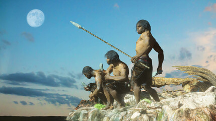 caveman tribe people's render 3d