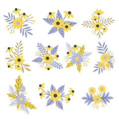 Abwaschbare Fototapete Set of Floral Bunch Decoration. Flower bouquet illustration collection. flat design © NATTHAPHORN