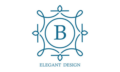 Elegant logo design template with letter B. Business sign, monogram identity for restaurant, boutique, cafe, hotel, heraldic, jewelry.