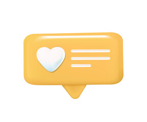 Creative 3d quick tips message with heart icon vector illustration. Trendy design romantic valentine texting with speech bubble isolated. Couple lover romance sticker with emoji text communication