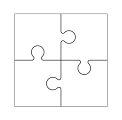 Set of black and white puzzle pieces isolated on a white background. Vector illustration