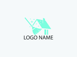 Home clean Logo and icon with cyan light color.
