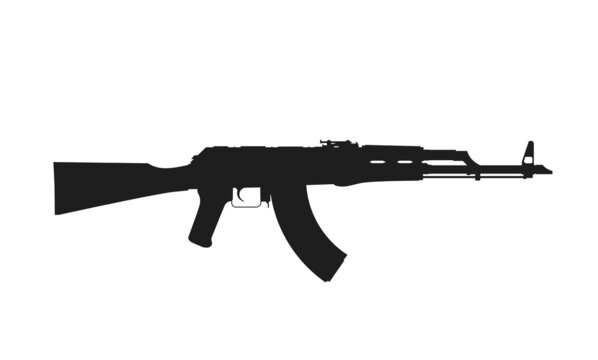 kalashnikov assault rifl icon. weapon and army symbol. isolated vector image for military web design