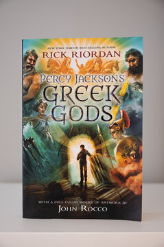 Calgary, Alberta - April 9, 2022: Percy Jackson, Greek Gods children's novel written by Rick Riordan.