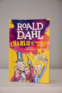 Calgary, Alberta - April 9, 2022: Charlie and the Chocolate Factory children's novel written by Roald Dahl.