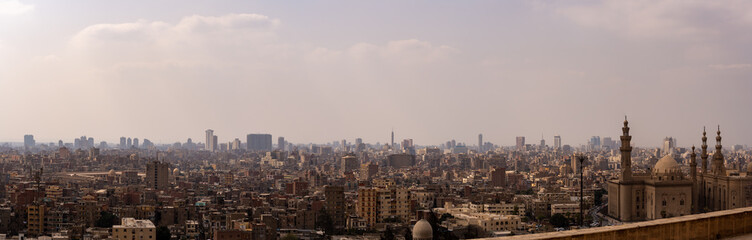 Fototapeta premium Panorama of Cairo, Egypt's skyline and many mosques