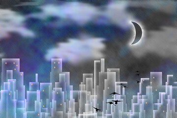Night city silhouettes