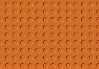 Orange plastic surface with embossed circles. Seamless pattern. 3d illustration.