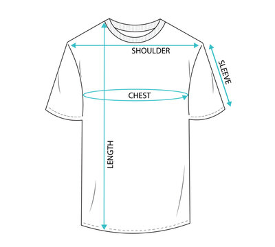 men t shirt design with size chart template vector illustration