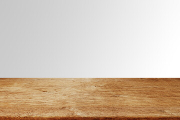 Brown Wood Board Empty Table For Products Display With Soft Gray Background