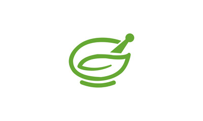 organic vector logo bowl and leaf