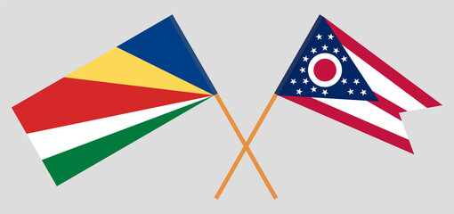 Crossed flags of Seychelles and the State of Ohio. Official colors. Correct proportion