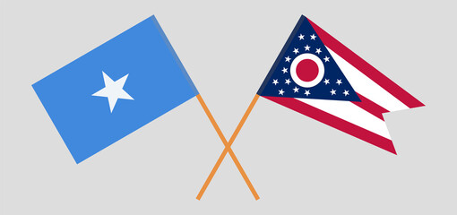 Crossed flags of Somalia and the State of Ohio. Official colors. Correct proportion